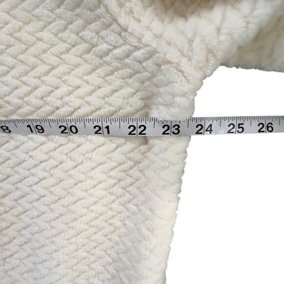 T by Talbots Fleece Jacket Womens 1X Cream Quilted Zip Up Modern Classic Cozy - Picture 8 of 13